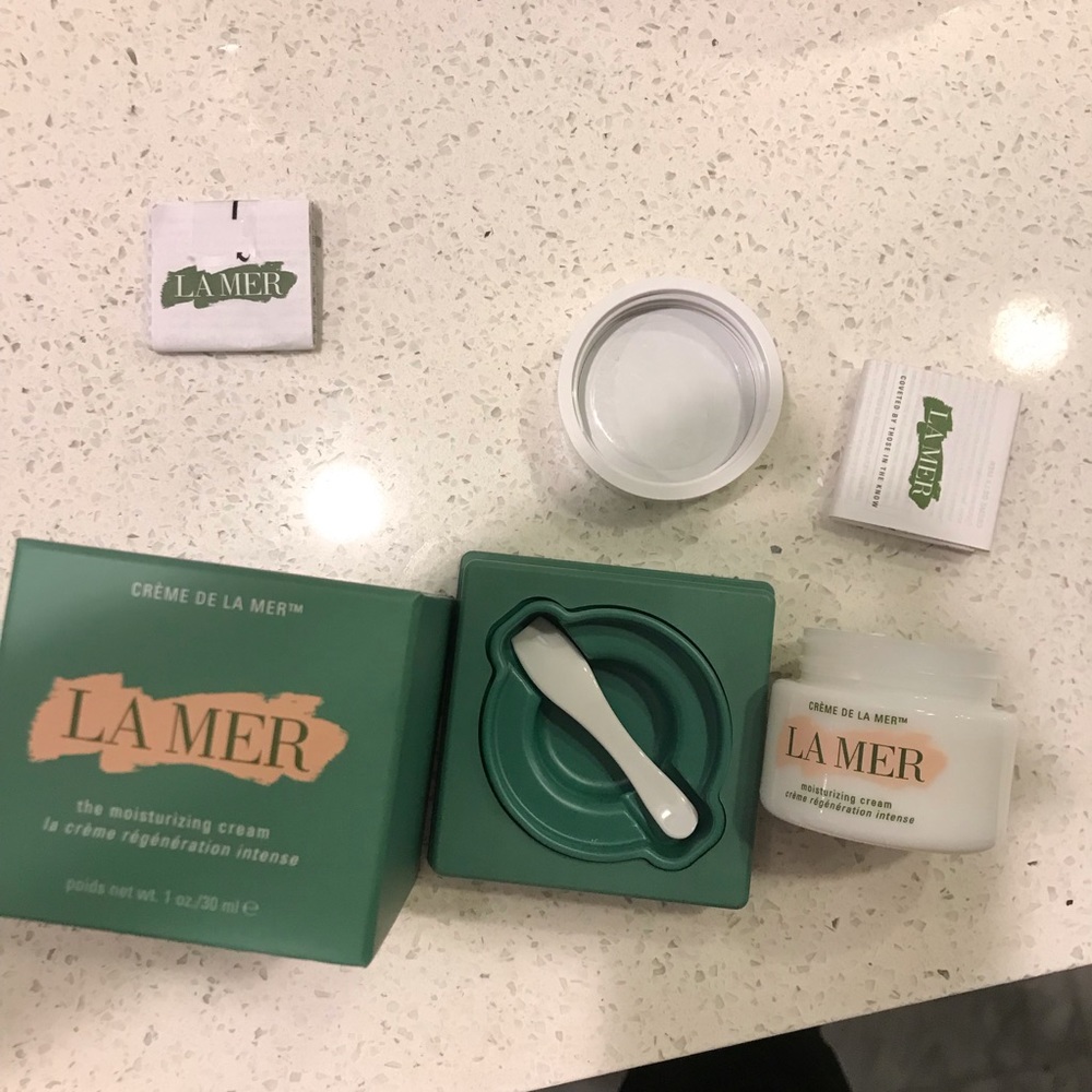 1 oz full size La Mer EMPTY jar with box and spoon AUTHENTIC